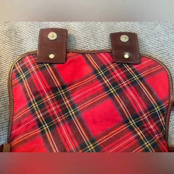 Dooney & Bourke Brown Leather Bag with Cream Shearling plaid lining - Picture 5 of 9